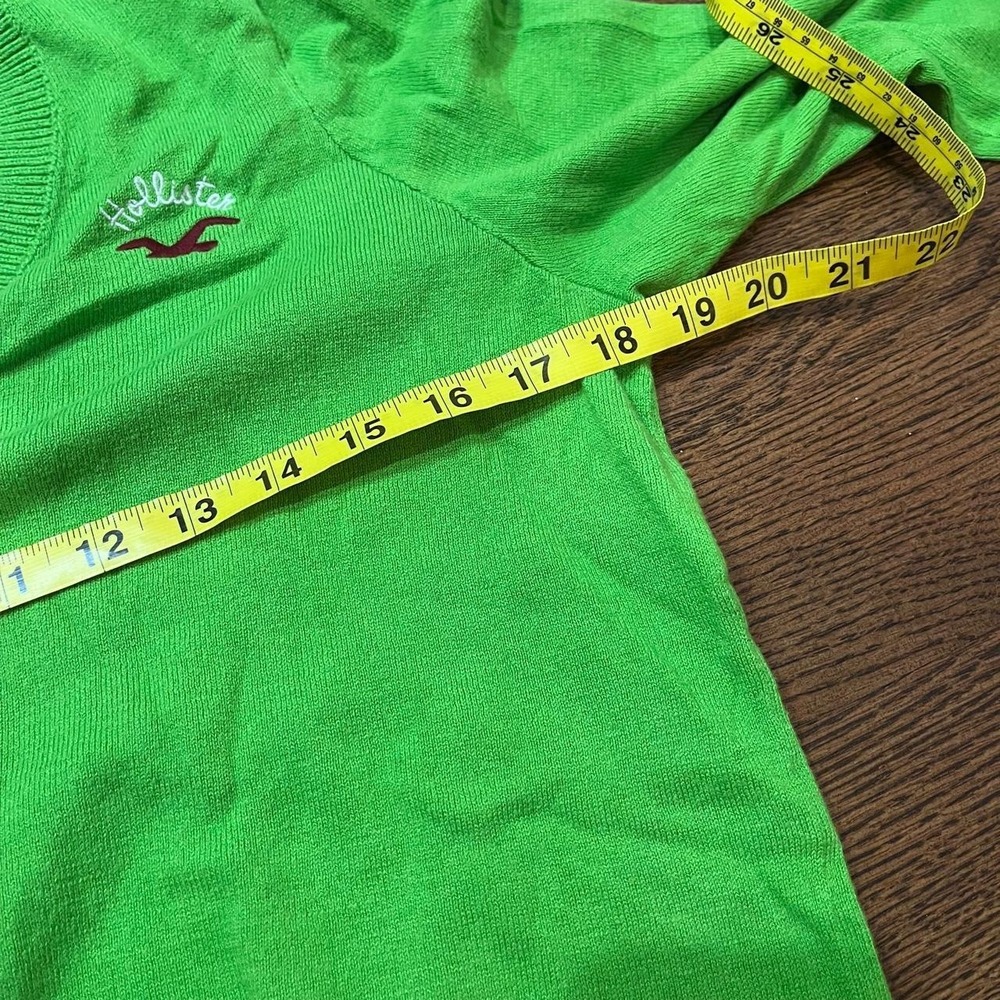 y2k vintage hollister bright green knit v neck sweater large - Picture 5 of 8